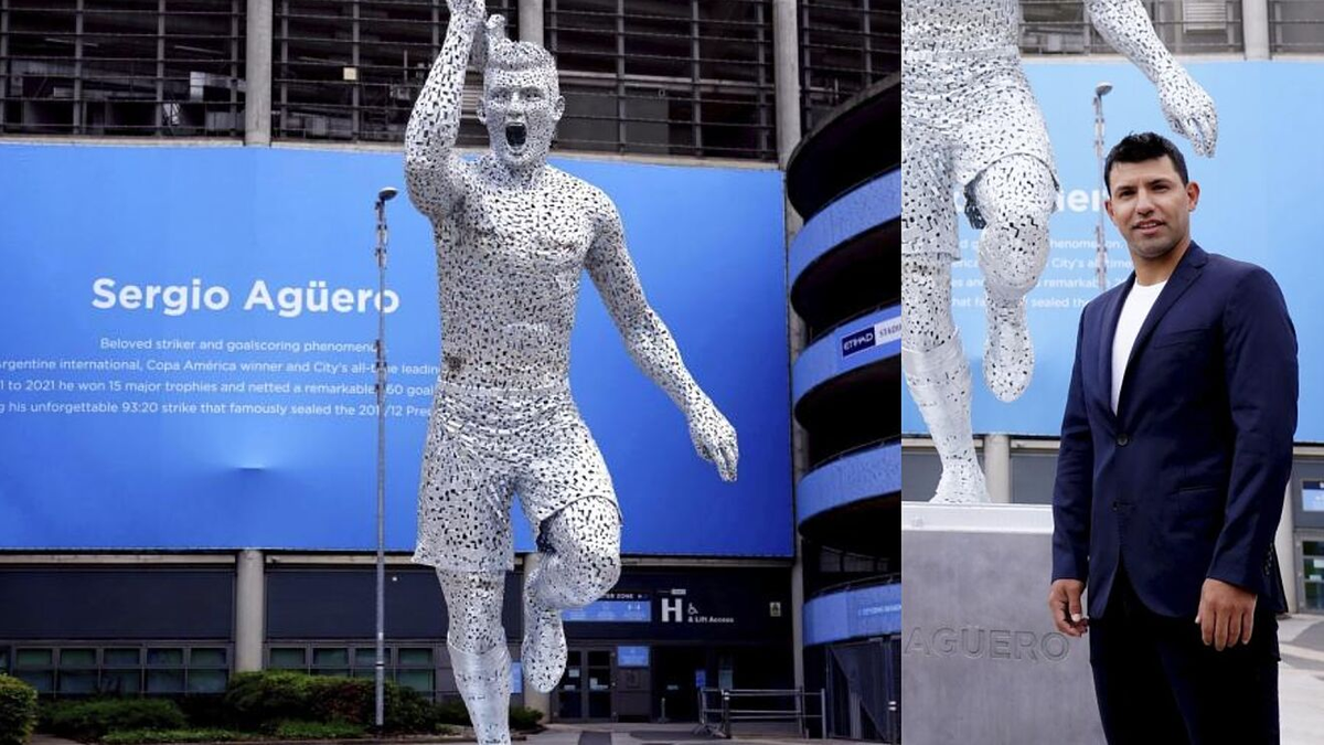 El Kun Agüero fue homenajeado con una estatua en el estadio del