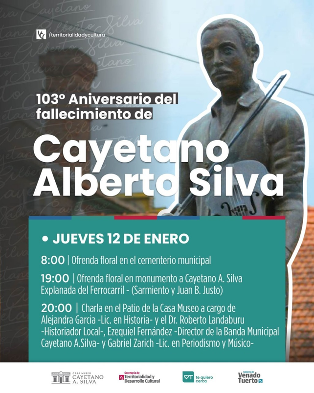 Venado Tuerto rendirá mañana un homenaje a Cayetano Silva a 103 años de