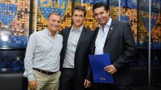 Royco Ferrari (izquierda), junto a Guillermo Barros Schelotto y Daniel Angelici. Royco Ferrari (izquierda), junto a Guillermo Barros Schelotto y Daniel Angelici.