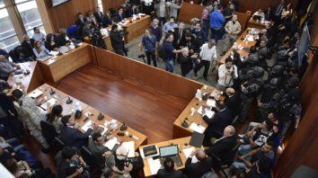 Una toma de la sala donde se expusieron los diálogos. Los fiscales desconocen su procedencia. Una toma de la sala donde se expusieron los diálogos. Los fiscales desconocen su procedencia.