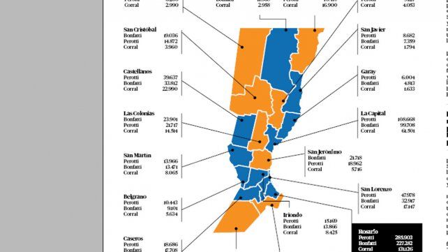 El mapa de la provincia, por votos.