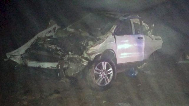 Así quedó la camioneta que conducía El Pepo tras el vuelco en la madrugada del 20 de julio en la ruta provincial 63.