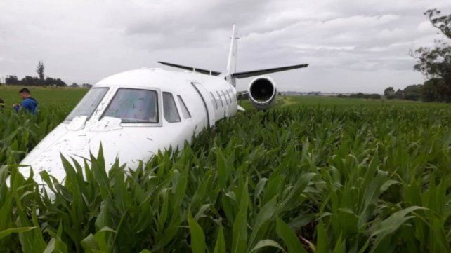 El avión pudo aterrizar sobre unos pastizales. 