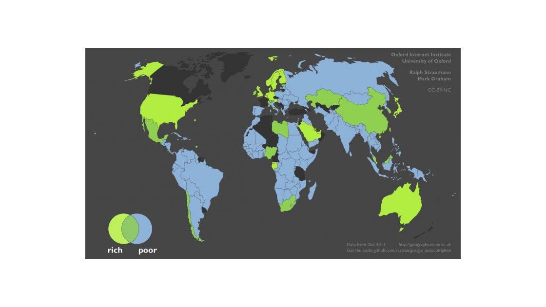 El mapa de los países ricos y pobres según Google