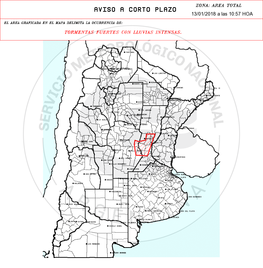 Alerta por lluvias y tormentas intensas para Santa Fe