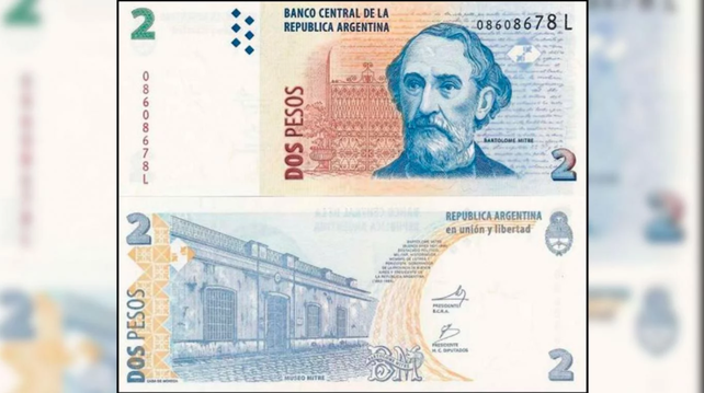 Los billetes de 2 pesos dejarán de tener validez desde el 1º de mayo de 2018