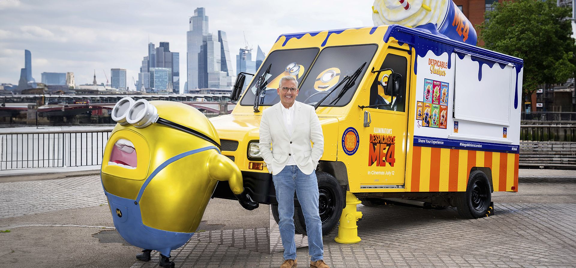 Steve Carell posa para los fotógrafos en la sesión de la película 'Mi villano favorito 4' el lunes 24 de junio de 2024 en Londres. (Foto de Scott A. Garfitt/Invision/AP) Steve Carell posa para los fotógrafos en la sesión de la película 'Mi villano favorito 4' el lunes 24 de junio de 2024 en Londres. (Foto de Scott A. Garfitt/Invision/AP)