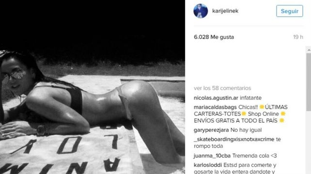 Karina Jelinek híper sensual al borde la pileta