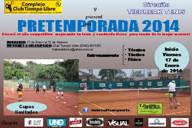 Tenis: comienza la pretemporada 2014 en el complejo Club Tiempo Libre