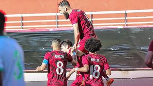 Los jugadores de Venezuela festejan el gol ante Arabia Saudita.
