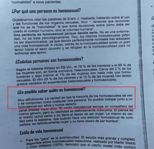 Homofobia en Paraná: El Instituto Cristiano Evangélico Bautista reparte una guía para tratar homosexuales
