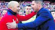 Respeto mutuo. Sampaoli saluda a Simeone durante un partido entre Sevilla y Atlético de Madrid en la liga de España.