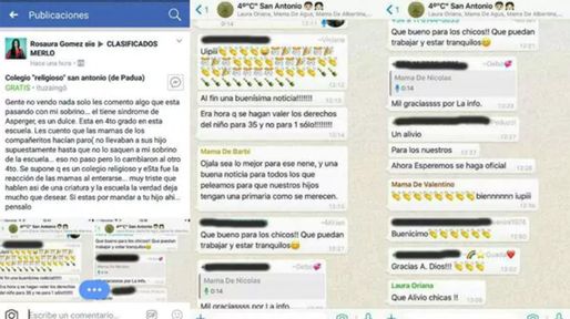Asperger: amenazan a una de las madres del grupo de WhatsApp que festejó la separación de un alumno