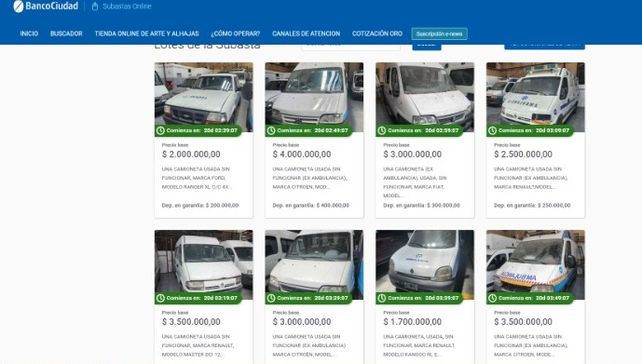 Precios bases publicados por el Banco Ciudad