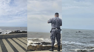 Personal de Prefectura realiza una intensa búsqueda del argentino que desapareció en el mar de Punta del Este.