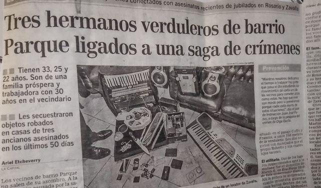Archivo: los asesinatos de ancianas en barrio Parque generaron conmoción en la ciudad.