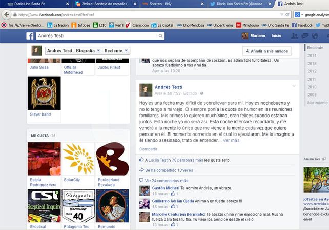 El duro mensaje del hijo de Gerardo Testi: Hoy es nochebuena y no lo tengo a mi viejo