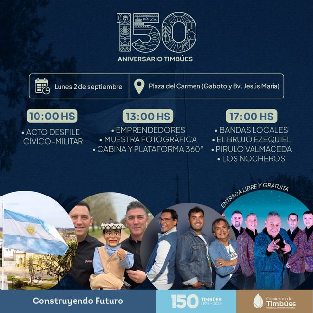 Timbúes anunció la grilla de actividades para celebrar su 150° aniversario