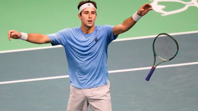 Tomás Etcheverry celebra el tremendo primer punto de Argentina sobre Alemania