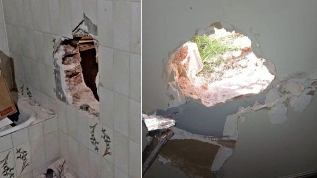 El boquete por donde ingresaron los delincuentes