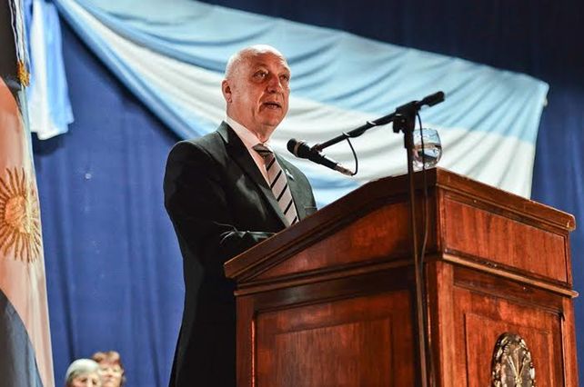 El gobernador durante el discurso que pronunció el año pasado en la ciudad de Rafaela.