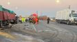 Uno de los camiones involucrados en el fatal accidente en la intersección de la ruta provincial 14 y la A012