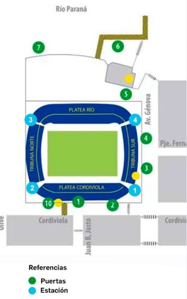 El croquis en el que se muestran dónde se realizarán las obras en el estadio de Central.