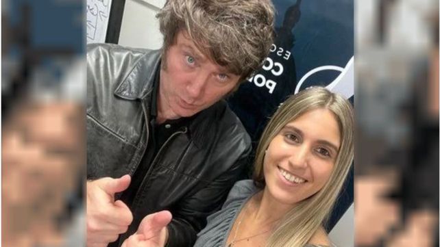 El presidente Javier Milei y la funcionaria militante Geraldine Calvella.