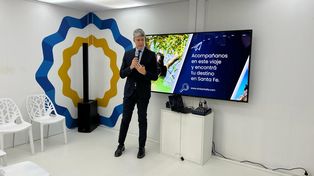 Exposición. El secretario de Turismo, Alejandro Grandinetti, en la Fitur.