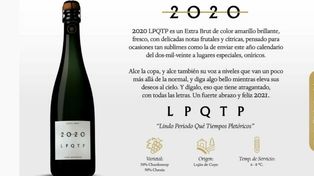 2020 LPQTP, el vino espumante para despedir el año con todas las letras