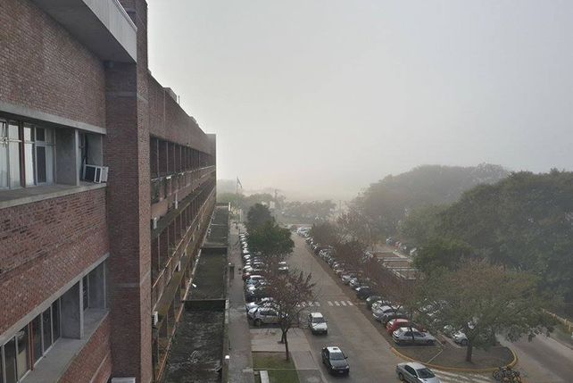 Stefano Patrono compartió cómo se ve el complejo de la UNL en El Pozo tras la niebla.