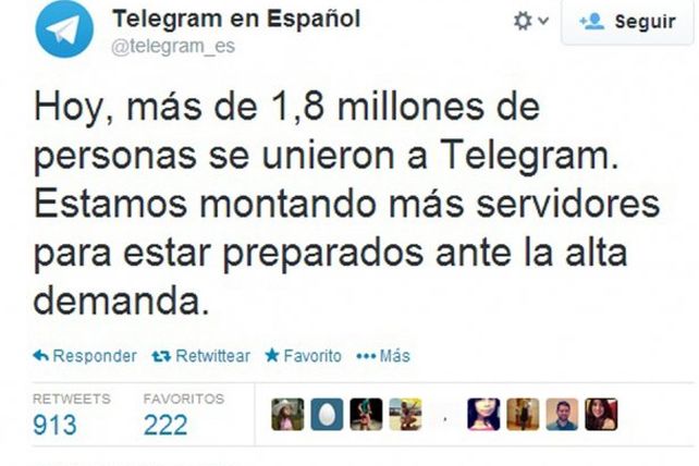 Telegram sumó 4 millones de usuarios tras la caída de WhatsApp