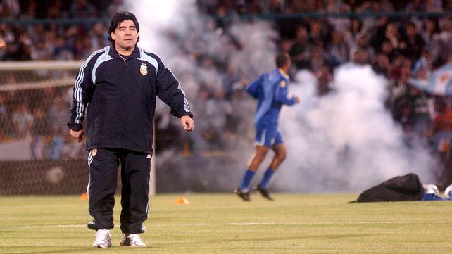 Diego técnico de la selección Argentina. Estadio de River Plate