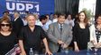 Compañeros. Los Duhalde, Ishii y Vidal, ayer en José C. Paz.