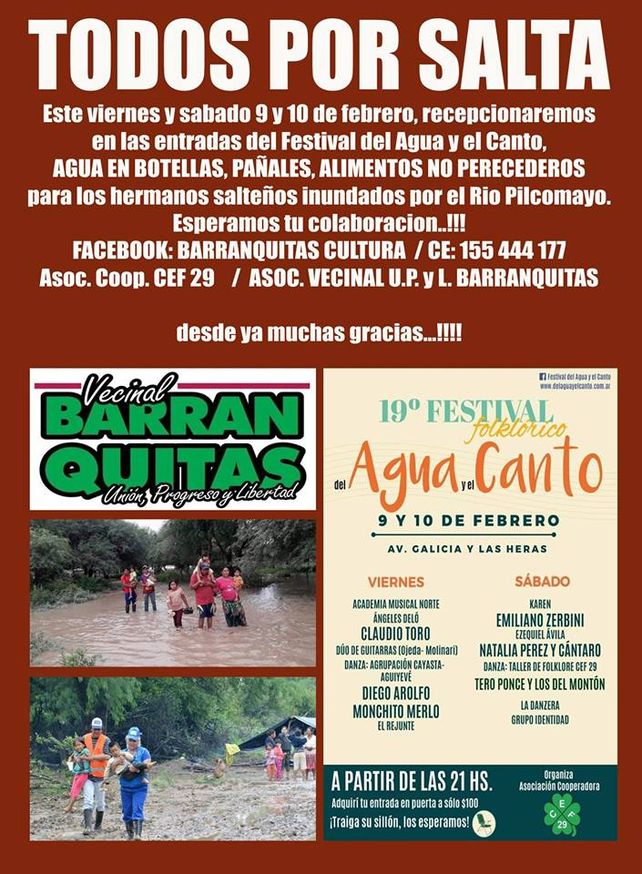 Santa Fe junta donaciones para los afectados por la crecida del Pilcomayo