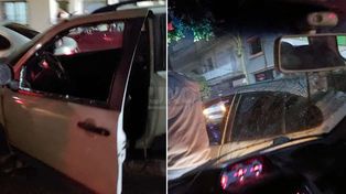Así quedó el vehículo de la mujer tras la agresión del automovilista con el matafuego