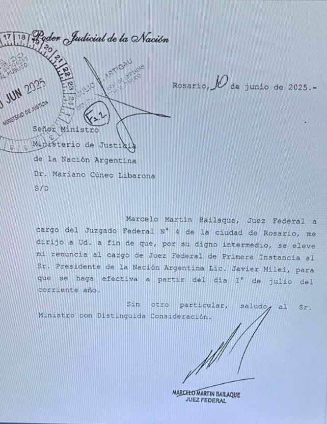 Marcelo Bailaque presentó la renuncia al cargo de juez federal
