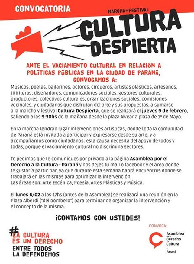 Cultura lanzó un ciclo de recitales y la Asamblea confirmó una marcha a la Municipalidad