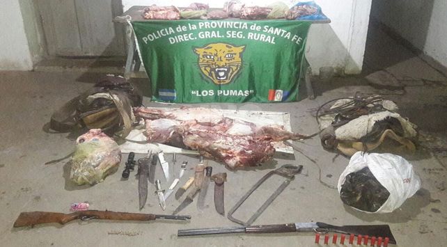 Detuvieron a dos cuatreros con parte de un vacuno robado y faenado