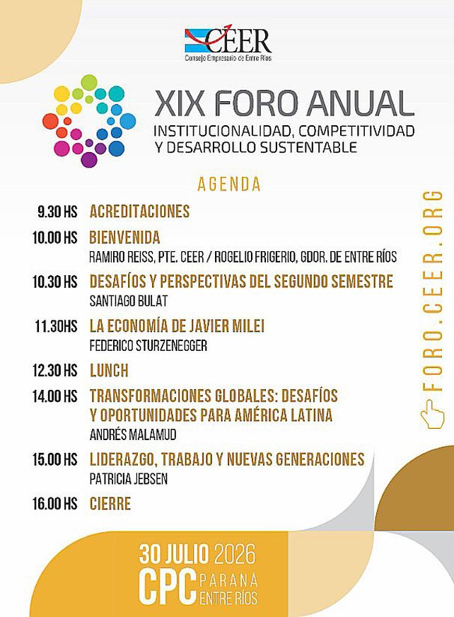 Federico Sturzenegger participará del Foro Anual del CEER, en Paraná