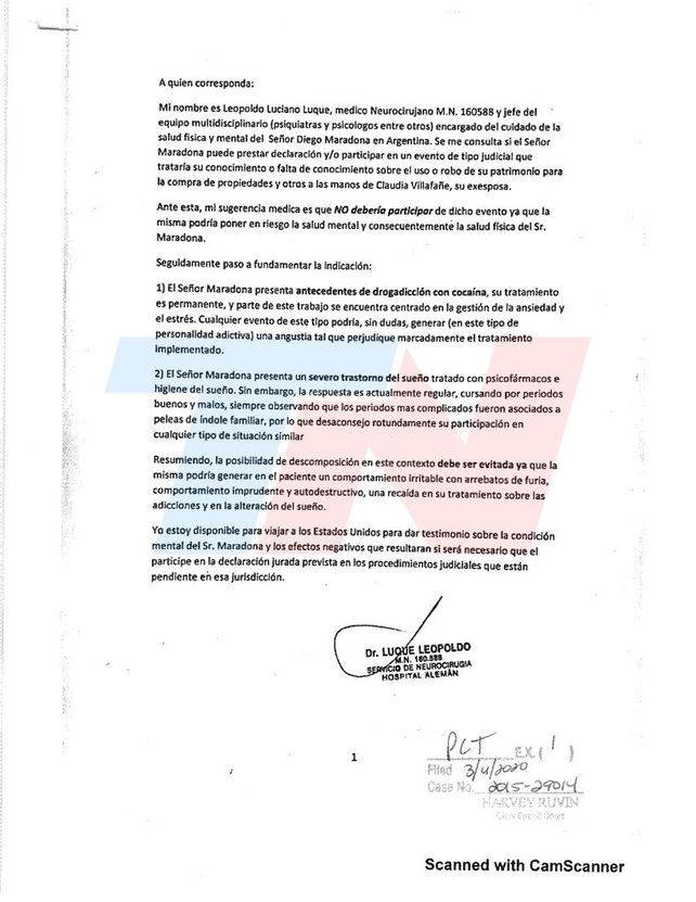 Diego Maradona: una carta complicó la situación judicial de Leopoldo Luque