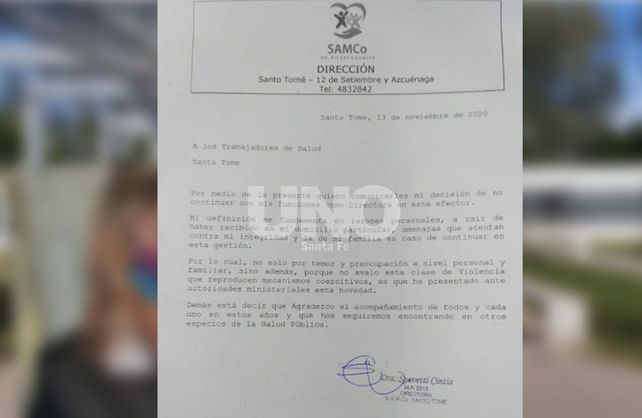 Renunció la directora del Hospital Samco de Santo Tomé. Foto: Santotomealdia