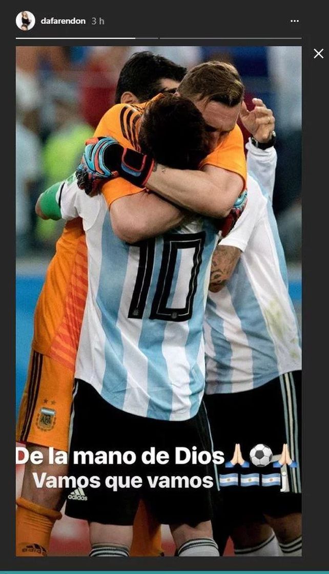 Argentina-Francia: el mensaje de la mujer de Franco Armani