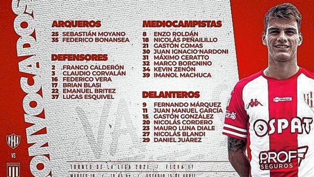 Los 23 jugadores de Unión que esperan concentrados el partido ante Racing.