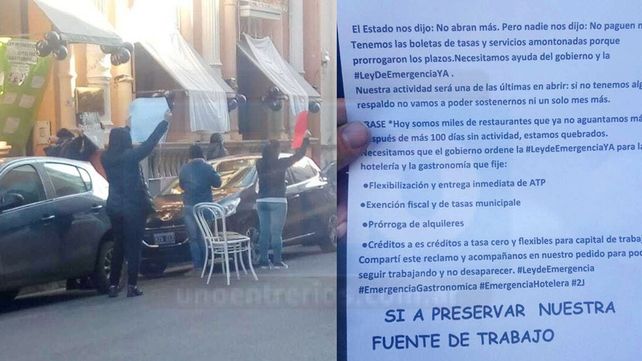 Hoteleros y gastronómicos sacan mesas, camas y vajillas a la calle