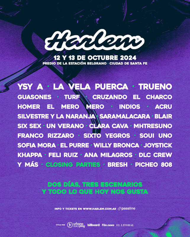 Trueno, YSY A y La Vela Puerca encabezan el lineup del Harlem Festival 2024 en Santa Fe