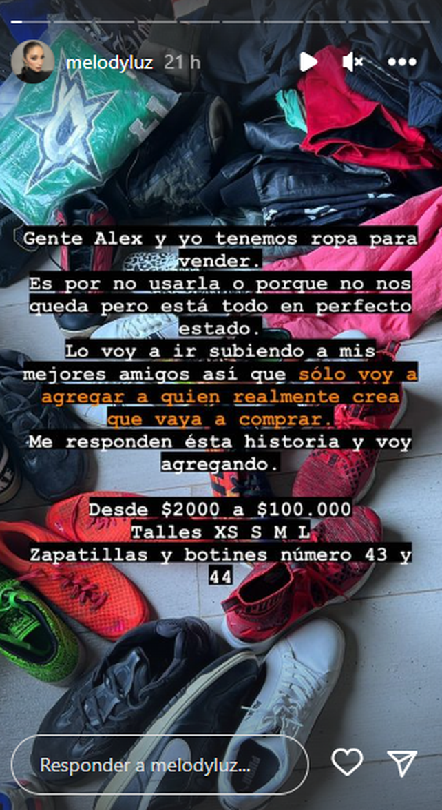Historia de Instagram de Melody Luz