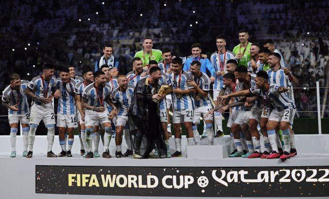 Los jugadores argentinos en el momento de la coronación