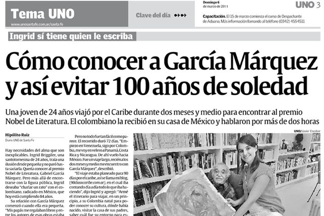 Diario UNO dialogó con la santafesina que conoció a Gabriel García Márquez