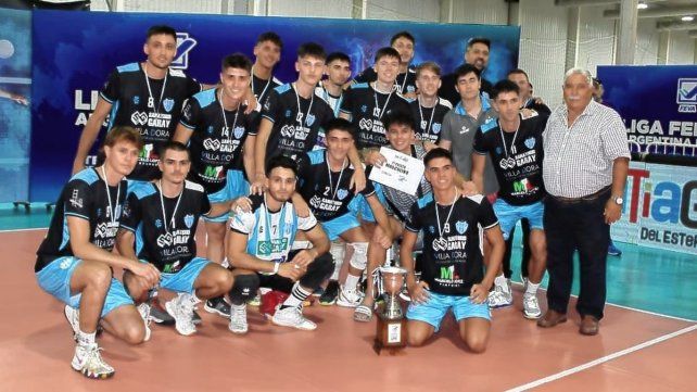 El plantel de Villa Dora que consiguió el objetivo de recuperar la plaza en la Liga Nacional masculina.